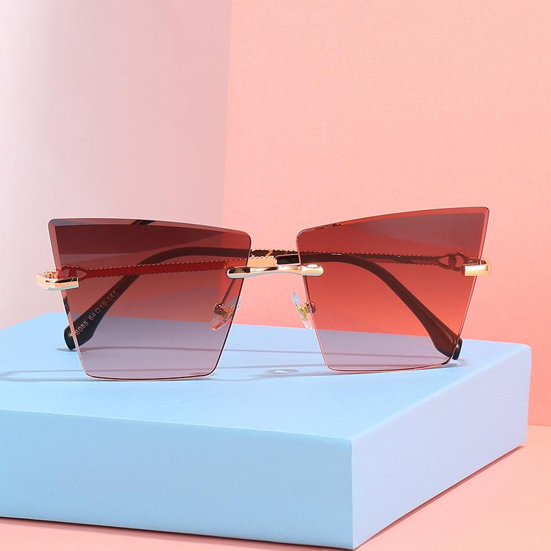JYL TS Sunglasses Frameless Cat Eye Square Women/S085