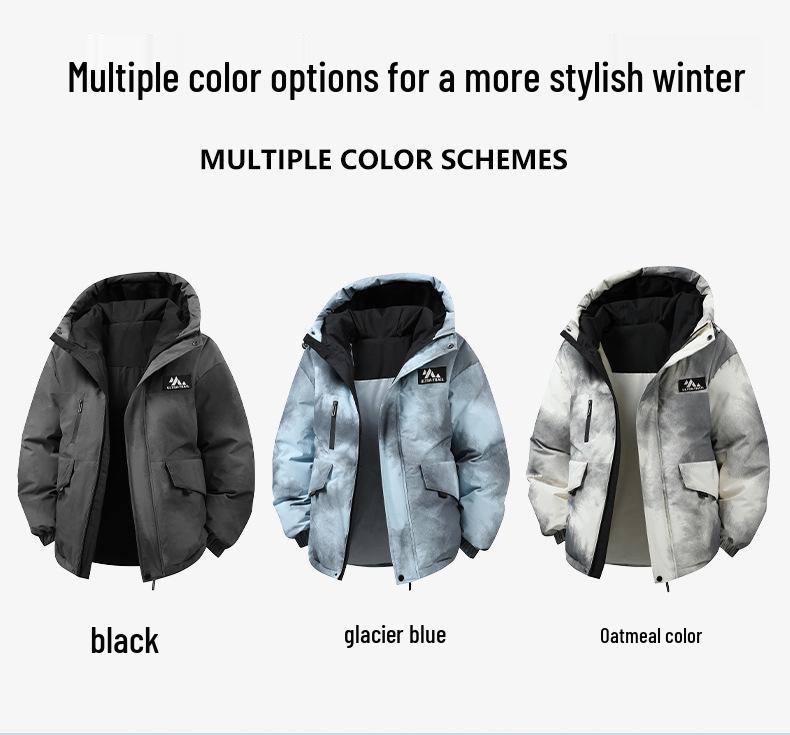2025 Winter Men's Trendy Korean Tie-Dye Hooded Down Jacket
