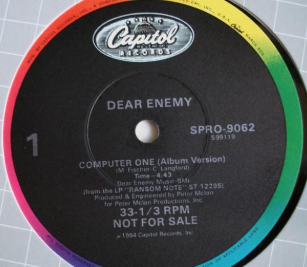 

12inch Record DEAR ENEMY - Computer One SPRO9062 Capitol Records 1984 US Pop Used