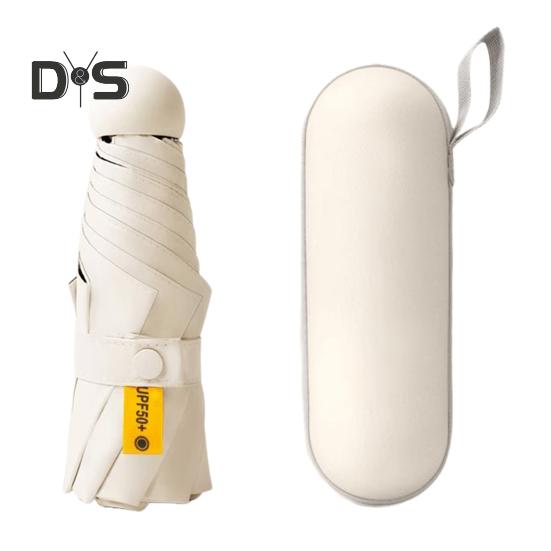 

Дорожный зонт UPF 50+ с 8 усиленными спицами для защиты от УФ-лучей, солнца и дождя, складной карманный мини-зонт с чехлом для сумки-рюкзака светло-бежевый