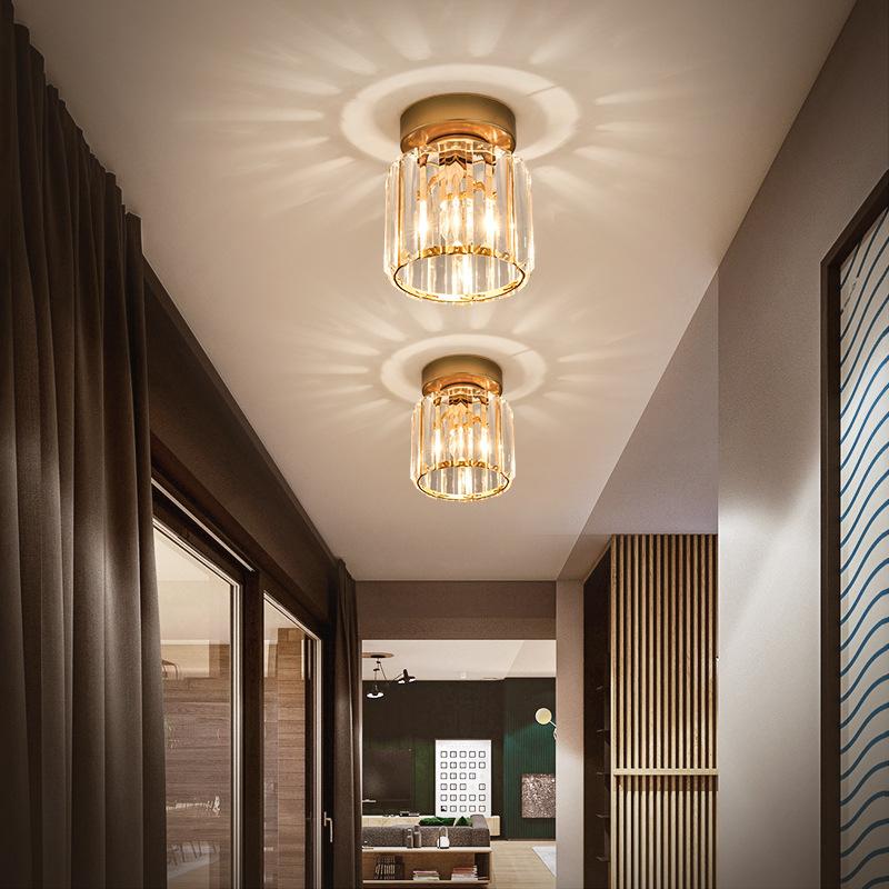 Modern Indoor Ceiling Light AC110v 220v Nordic Crystal Ceiling Lamps Aisle Staircase Ceiling Decoration Lamp E27 Surface Light