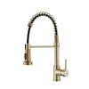 Brushed Gold Kitchen Sink Faucet One Handle Spring Hot and Cold Water Tap Deck Mounted Bathroom Kitchen Crane