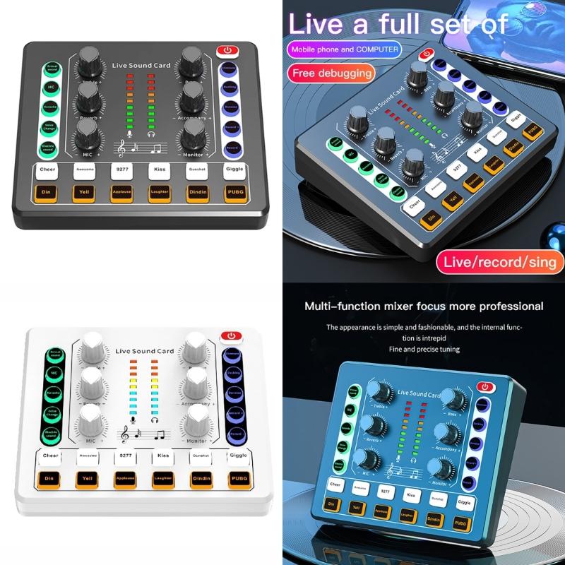 Professioneller Soundmixer Live-Soundkarte Stimmwechsler Effekte und Stimmwechsler Studioausstattung für Streaming