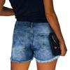 European & American Patchwork Ripped Snowflake Denim Shorts - Women's Slim Fit
