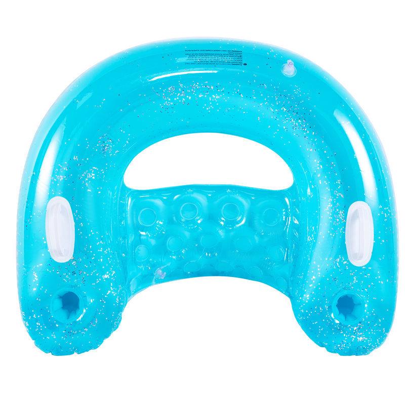 Ins Style Sequin Flower Inflatable Pool Float: U-Shaped Lounge Chair with Net