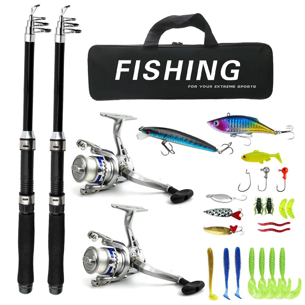 1.8m Dual-Use Double Telescopic Fishing Rod Combo Set EVA Handle Sea Freshwater Cross-Border Fishing Gear