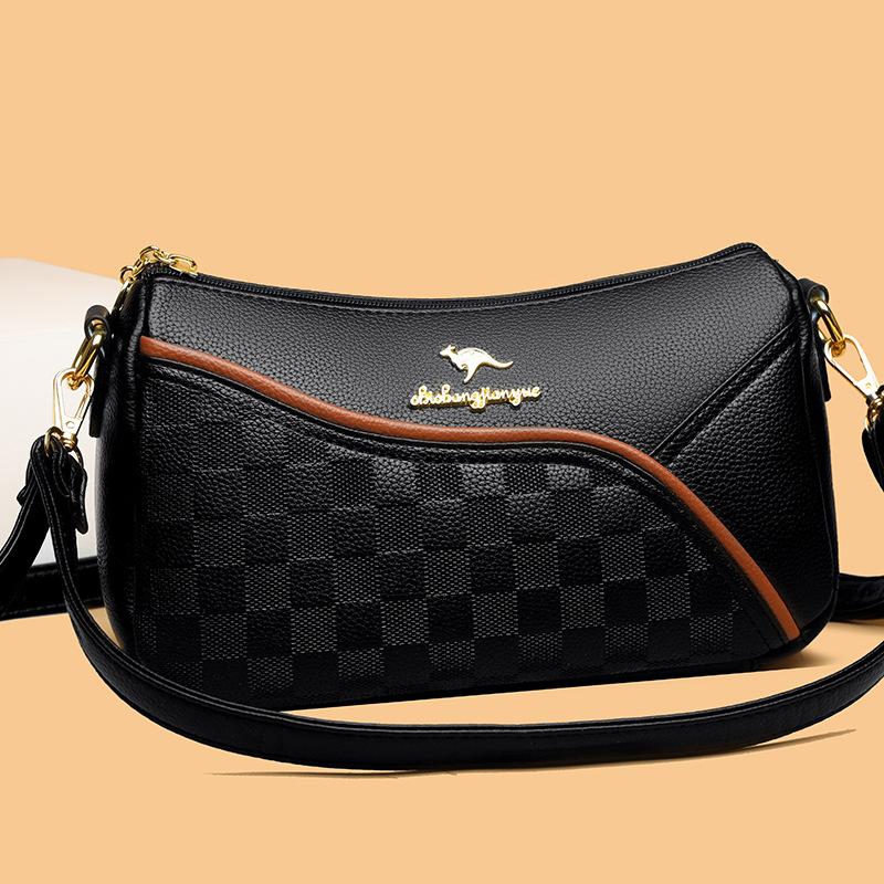 Single Shoulder Messenger Bag Women's Stitching Contrast Color Women's Bag Middle-aged Lady Bag Light Bag