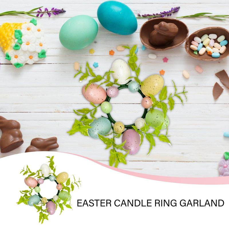 Easter Candle Rings Wreath Pillar Candle Holder Candle Ring Greenery Wreath Tabletop Ornaments Desk Easter Floral Decorations