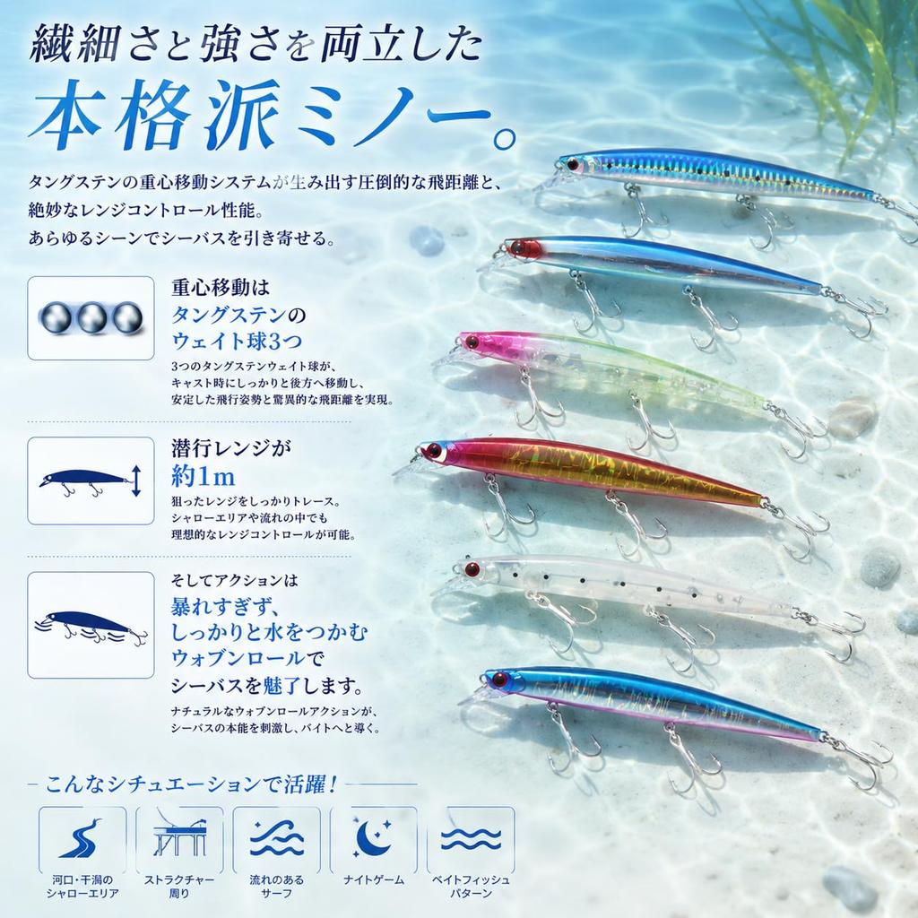 [KOKO Lure] Seabass Lure Minnow 140S 23g Sinking Minnow Seabass
