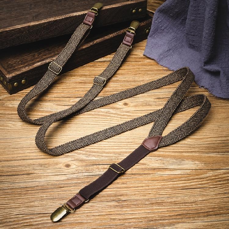 Durable Metal Clip Suspenders Jacquard Elastic Clip On Adjustable Length Men's Wardrobe Essential