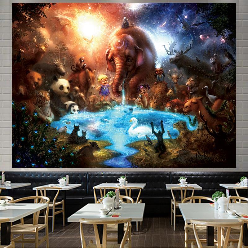 Zwierzęta Ins Styl tła Duży gobelin ścienny wiszący geometria Hipisowski gobelin Wystrój pokoju domowego Estetyczna dekoracja