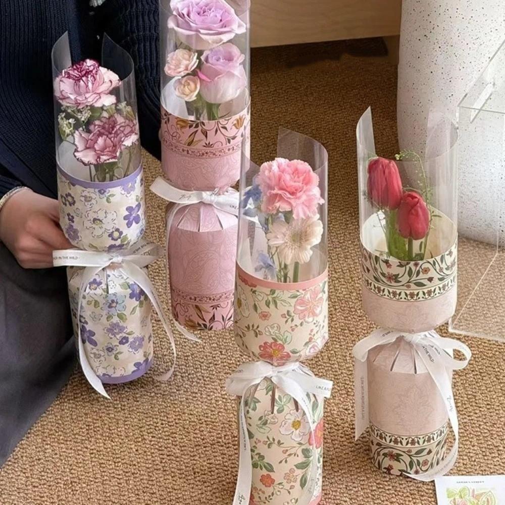 10 Pieces Romantic Hug Bucket Bouquet Transparent Bouquet Packaging Bag Graduation Party