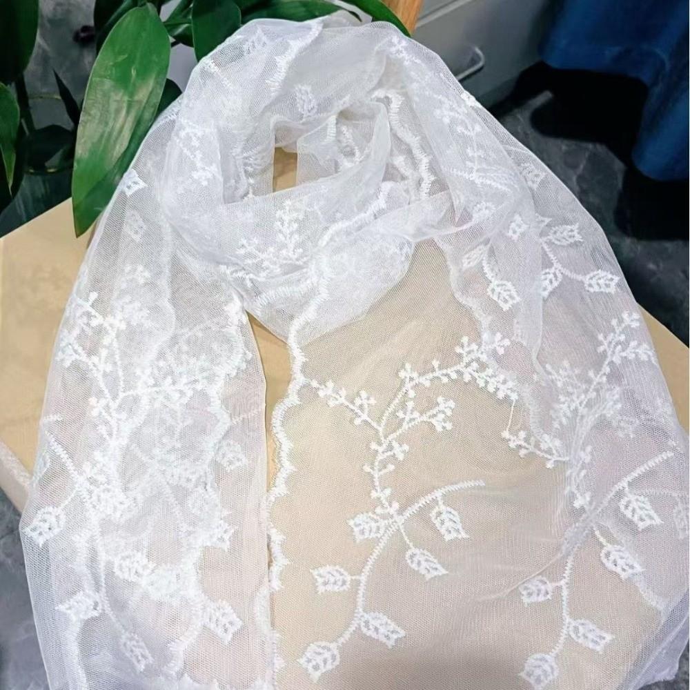 Embroidered Design Hollow Lace Scarf Lace Material Photo-Ready Shawl  Sun Protection