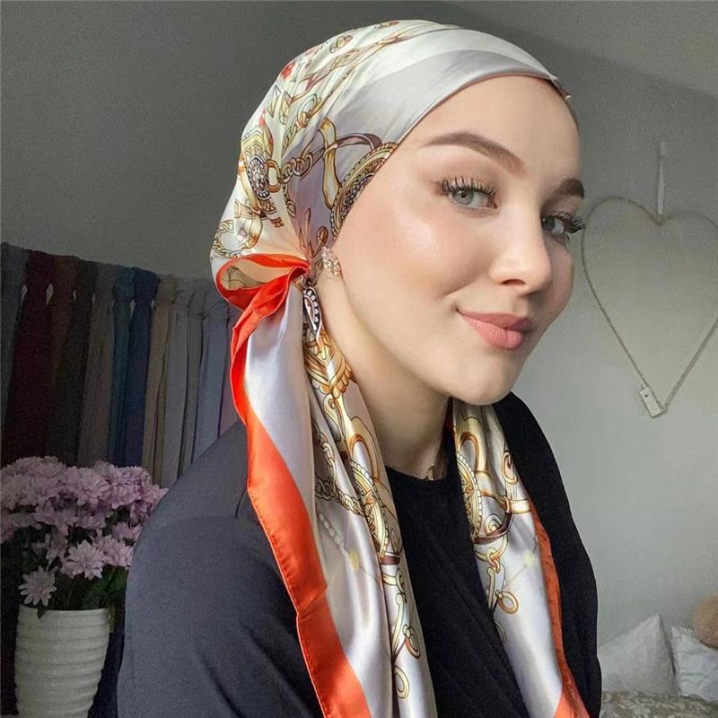 

90*90 см Досуг Мода Напечатанная Флора Квадратные Шали Накидки Шарфы Атласный Дамский Косынка Шейный Платок Дамская Повязка На Голову 90*90cm