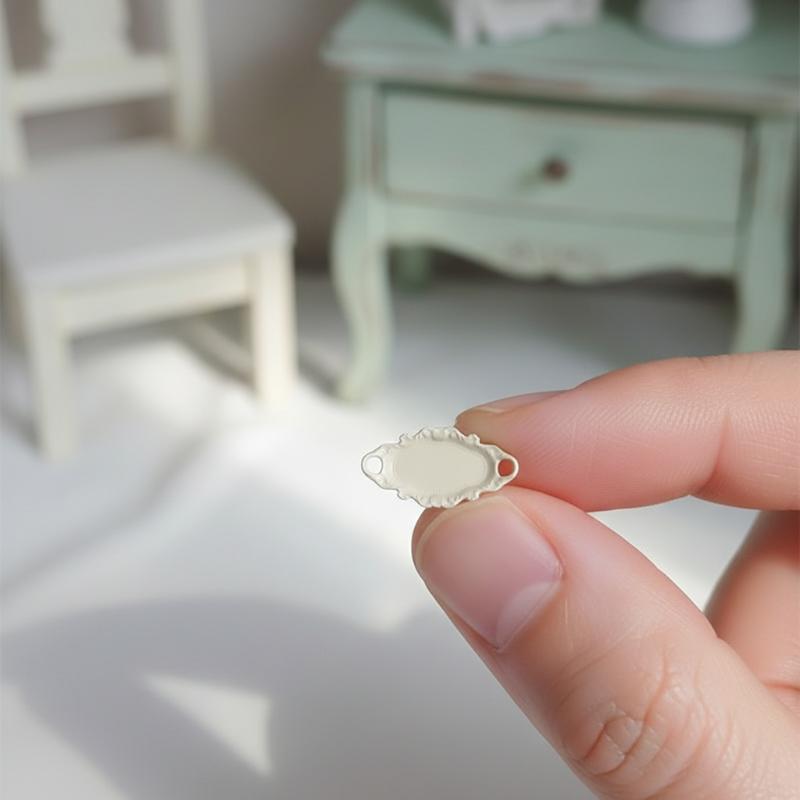 [JN] 3Pcs Simulation Dollhouse Double Ear Plate Mini Dessert Elliptical Plate Miniature Kitchen Dishes Toys For Doll House Decor