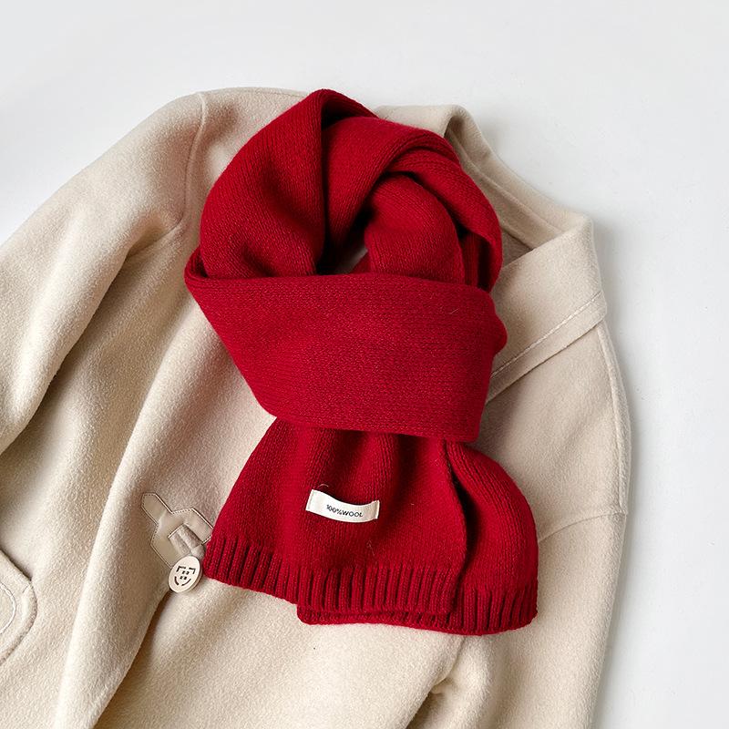 100% Pure Australian Wool Scarf Knitted Warm Neck Warmer For Men And Women New Style Solid Color Versatile Winter Accessory