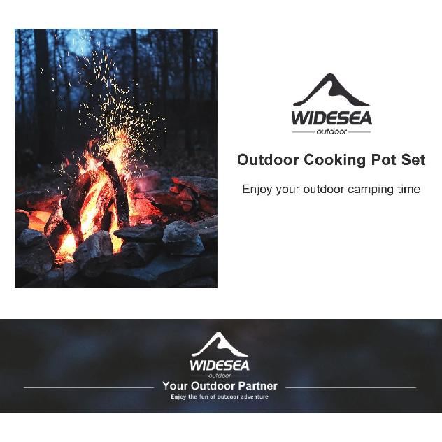 Widesea Camping Cooking System with Heat Exchanger Outdoor Gas Burner Stove Tourist Pot Set Cup Tableware Cookware Tourism Hike