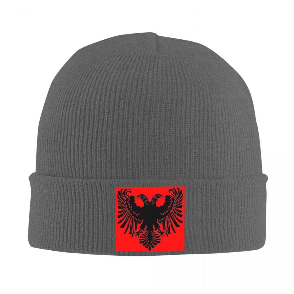 Albania Flag Black Eagle On Red Warm Knitted Cap Winter Knit Bonnet Hat Skullies Beanies Hip Hop Caps for Unisex
