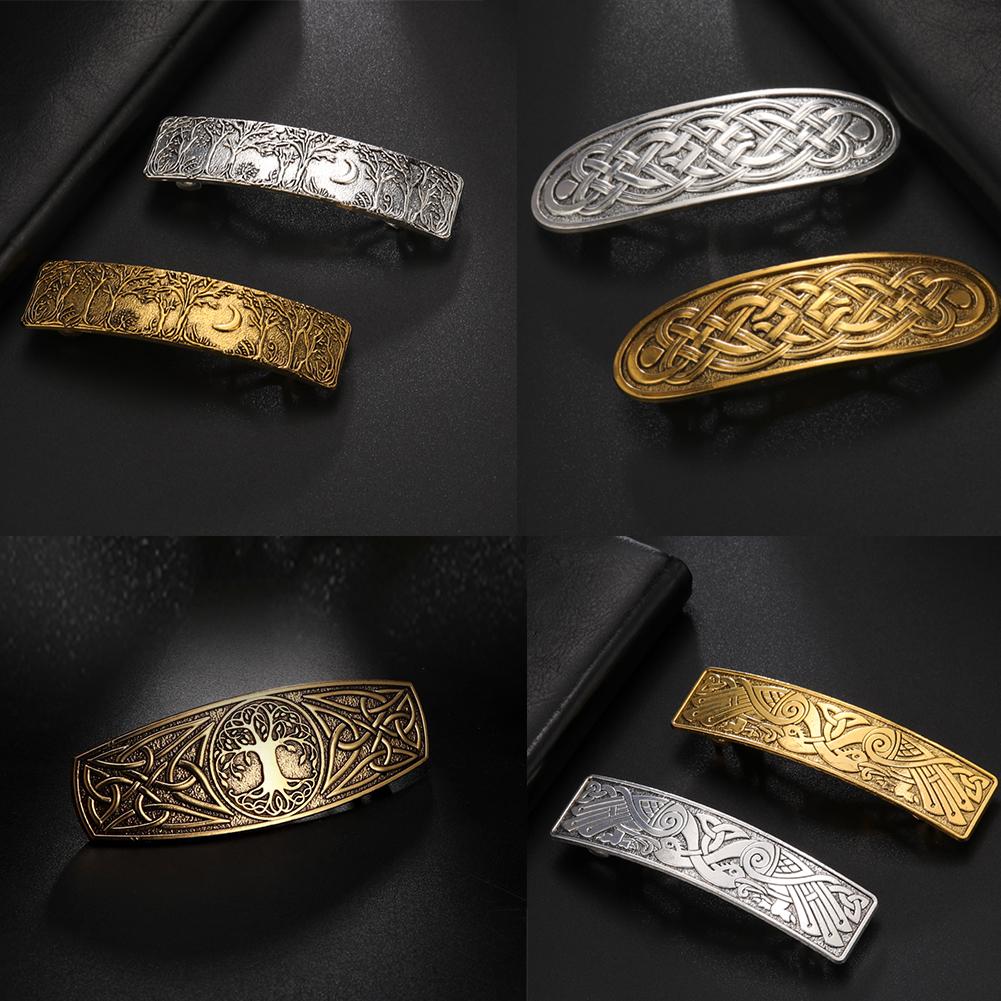 Lemegeton Celtic Knot Metal Hair Clip Tree of Life Viking Retro Silver Hair Clip Handmade Barrett Jewelry Birthday Gift