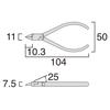 Fujiya MP4-110 Small Nippers, 110mm, Mirror Finish, Cuts up to 2.0mm Stranded Wire