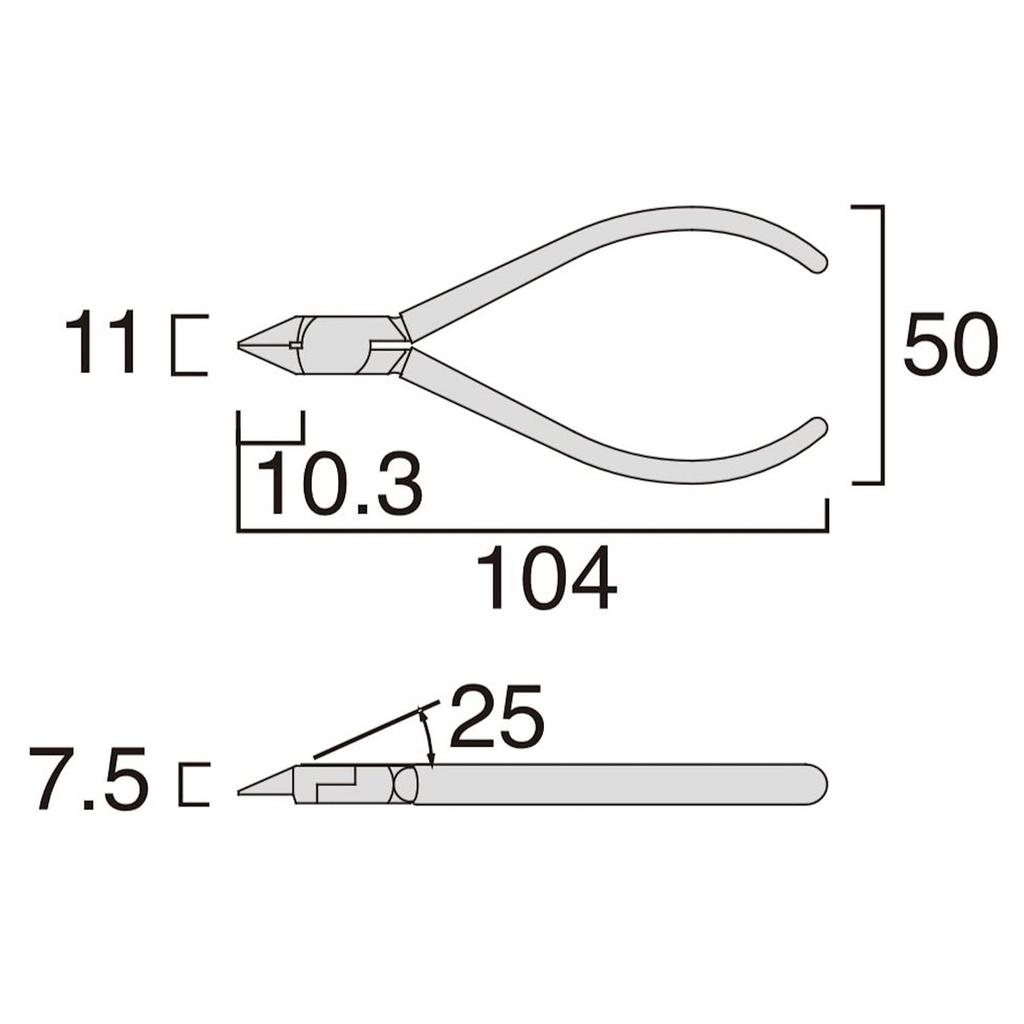 Fujiya MP4-110 Small Nippers, 110mm, Mirror Finish, Cuts up to 2.0mm Stranded Wire