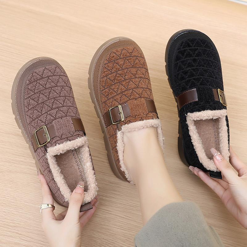 New Winter Woolen Warm Shoes for Women, Thick-soled Anti-slip Comfortable Shoes, Cotton Shoes