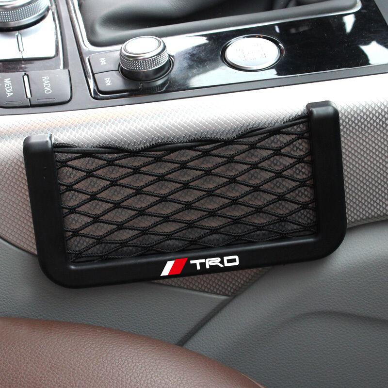 1Pcs Car Net Bag Phone Holder Storage Net Box Pocket Organizer for TRD Toyota GR Corolla Rav4 Auris Camry Yaris CHR Accessories