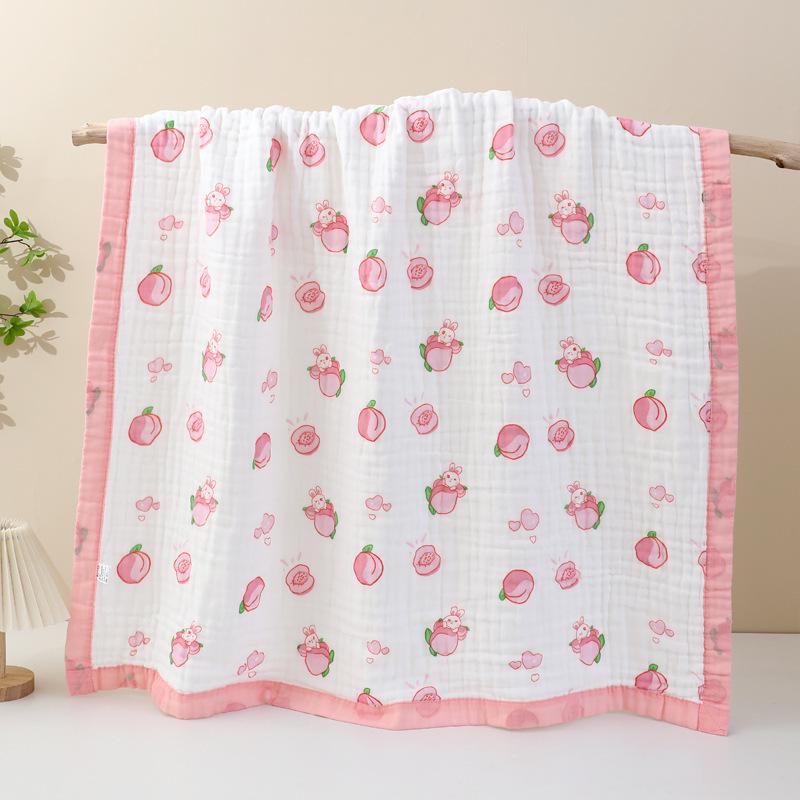 Grade A All-Cotton 6-Layer Baby Bath Towel - Soft, Absorbent, Printed Gauze for Newborns