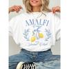 European Size Amalfi Coast Italian Social Club Graphic Tee - Women’s Casual T-Shirt with Lemon & Leaf Design, Comfortable Round Neck