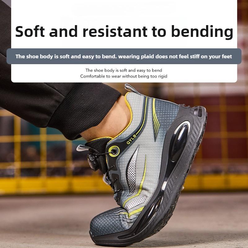 Anti-puncture Work Shoes Lightweight Safety Shoes with Rotary Button Steel Toe Work Boots for Men Women Safety Toe Sneakers