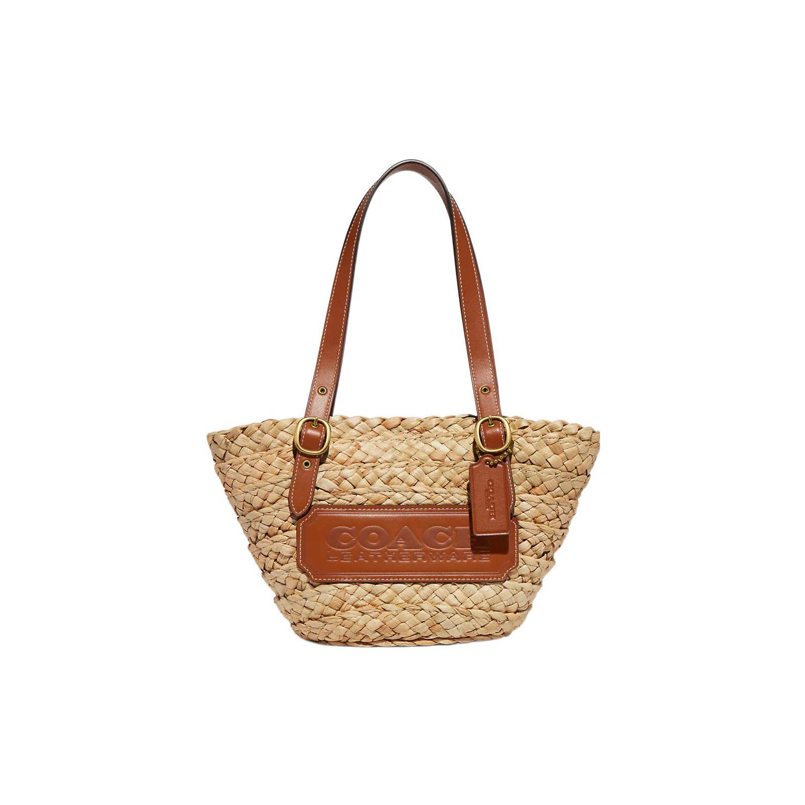 

Coach Structured 16 Letter Logo Woven Embossed Nameplate Leather Tote Bag Women tote Brown CJ638-B4VS8 Basic Set (Bag+Dust Bag)