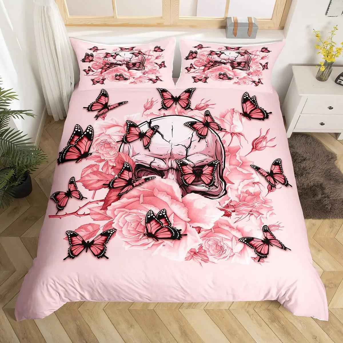 

Yellow Sugar Skull Print Home Bedding Set Duvet Cover Pillowcase Microfiber King Queen Double Twin Polyester Quilt Cover Set 70x133cm 2pcs