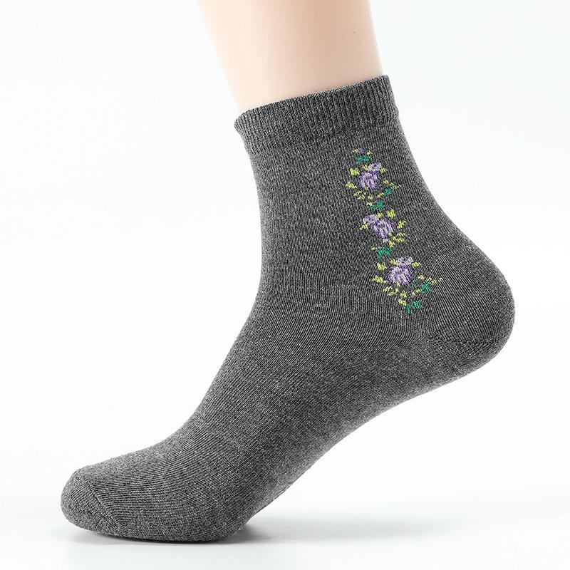 5 Pairs of Female Spring and Autumn Mom Middle Aged Loose Sports Warm and Wide Mouth Sweat Absorption Tube Socks