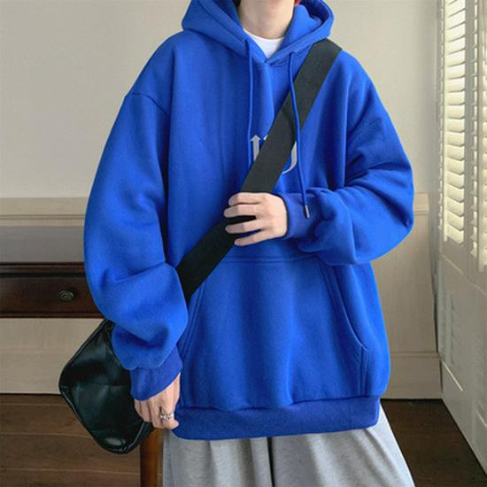 Navy Blue 250g Men's Oversize Hooded Sweatshirt - Trendy American Hip-Hop Style