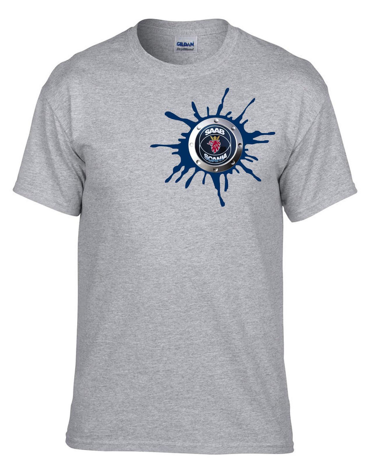 26 Saab Scania Truck Spot Car Logo Grey T-Shirt -243_Grey- Unisex T-Shirt L