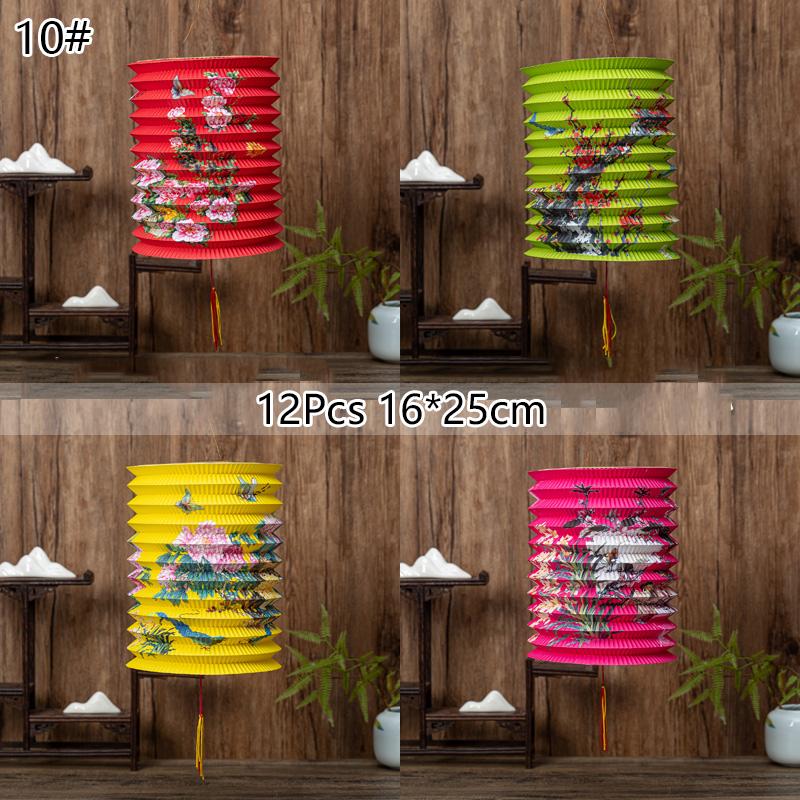 10/12Pcs Chinese Style Traditional Mid-Autumn Festival Hanging Paper Lantern Organ Design Spring Festival Decor New Year Lantern
