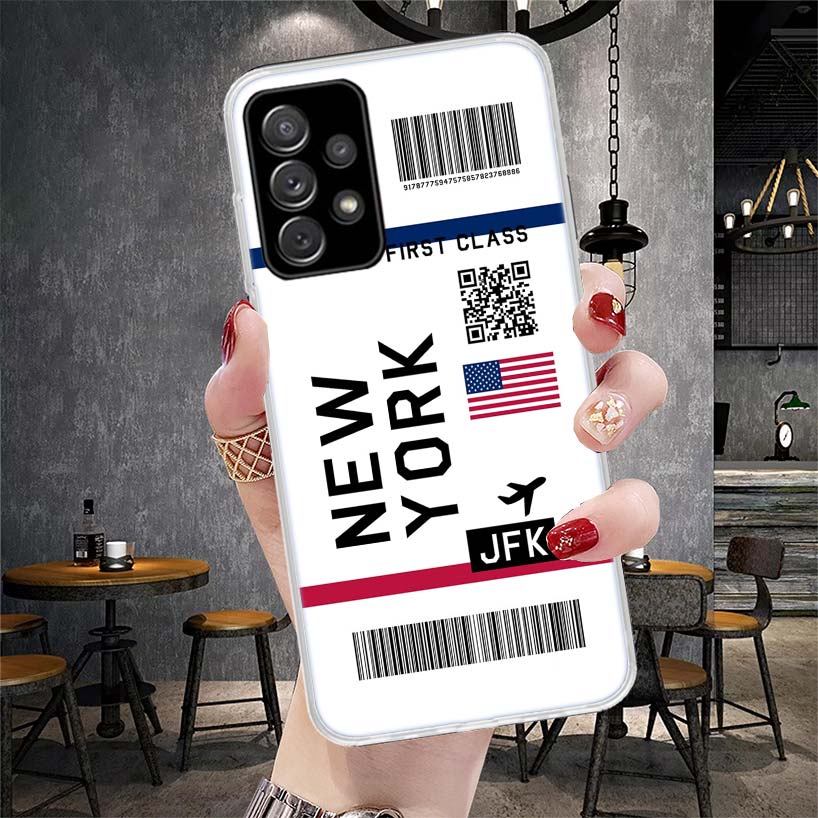 Travel Ticket Label Soft Phone Case For Samsung Galaxy S22 S23 S24 S25 Edge S26 Ultra S20 FE S21 Plus + Fundas Coque Galaxy S20