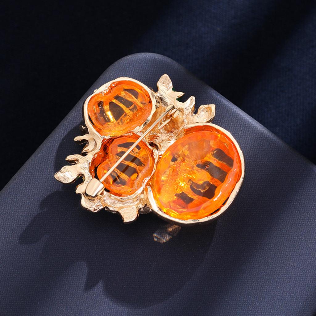 Halloween Pumpkin Brooch With Crystal Rhinestones For Costume Party Outfit Accessories And Festive Jewelry Decoration