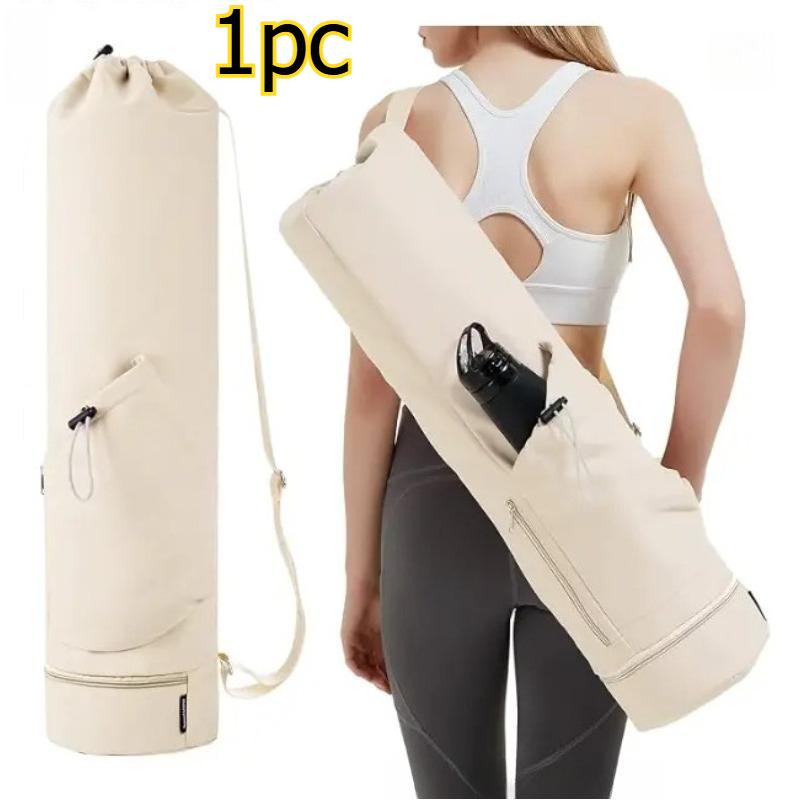 

1pcs Yoga Mat Storage Bag with Water Bottle Pocket Multi-Functional Outdoor Sports Fitness Yoga Mat Carry Bag бежевий