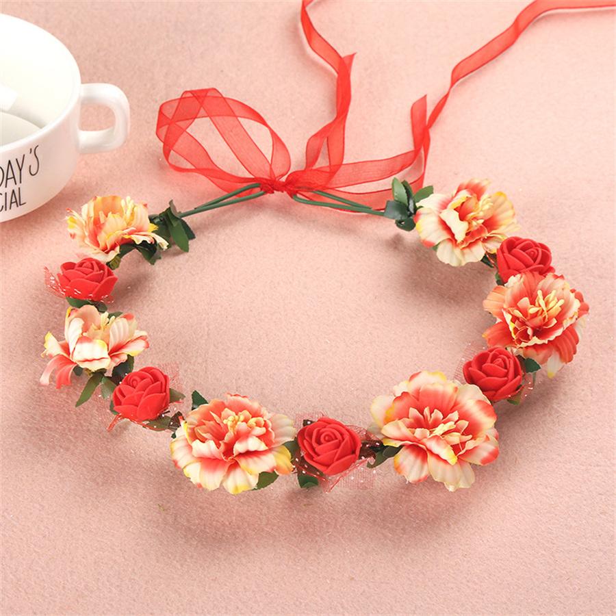 Pink Flowers Crown Festival Headpiece Women Hair Accessories Headdress Girl Baby Crown Floral Garland Wedding Floral Headwear