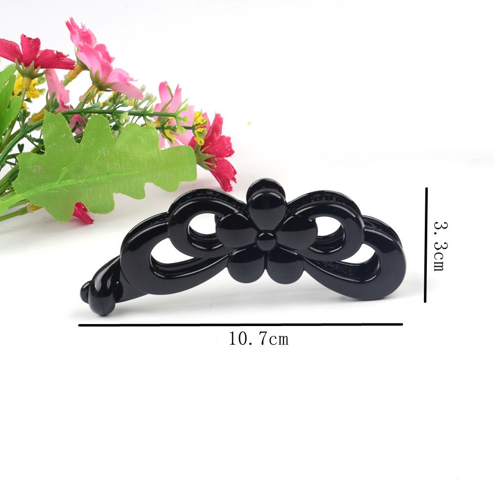 Korean Style Black Large Banana Hair Clip - Vertical Mesh Hair Accessory Hairpin
