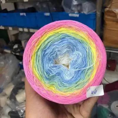 300g/pcs Colorful Pure Cotton Cake Gradient Cotton Rainbow DIY Scarf Shawl Skirt Wool Yarn Crochet