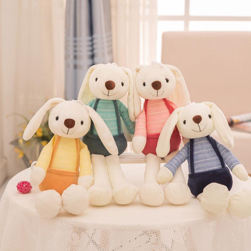 Cartoon Long Cuddly Eared Bunny Plush Toy Vest Stuffed Animal Doll Gift Kids