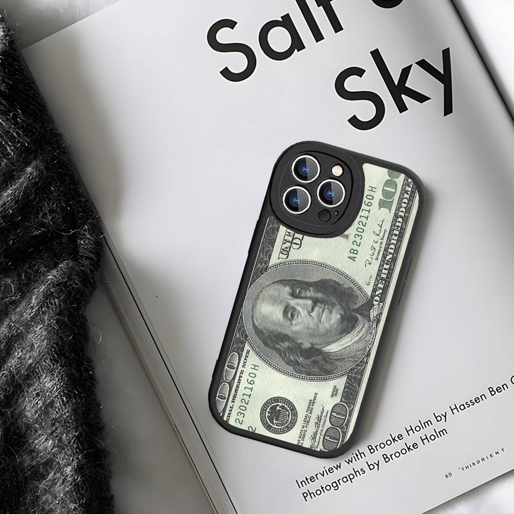 Dollar Bill Illustration Graphic Leather Phone Case For IPhone 16 14 15 Pro Plus 13 12 11 Pro Max Silicone Cover
