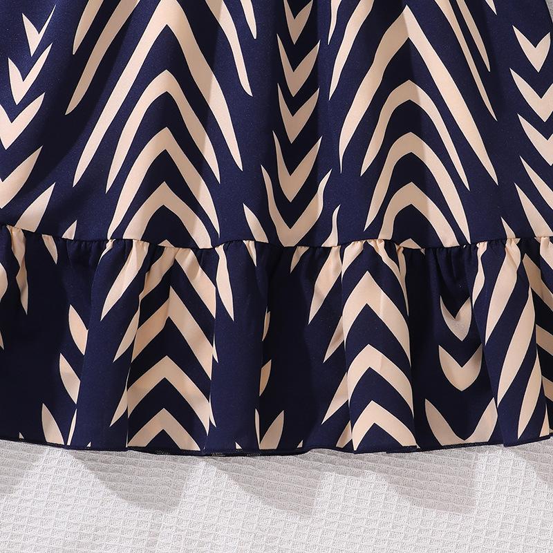 Dívčí šaty Dětské oblečení Letní móda Potisk Temperament Volánové rukávy Střední délka Dětské šaty