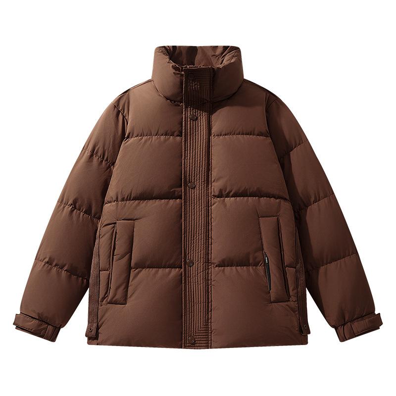 

Men s down jacket stand-up collar casual thickened and warm autumn and winter new men s bread jacket trendy white duck down jacket L