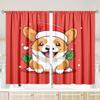 2 Pieces - Christmas - Dog - Printed Curtain - Polyester Material - Suitable for Bedroom, Living Room, Study Private Curtain