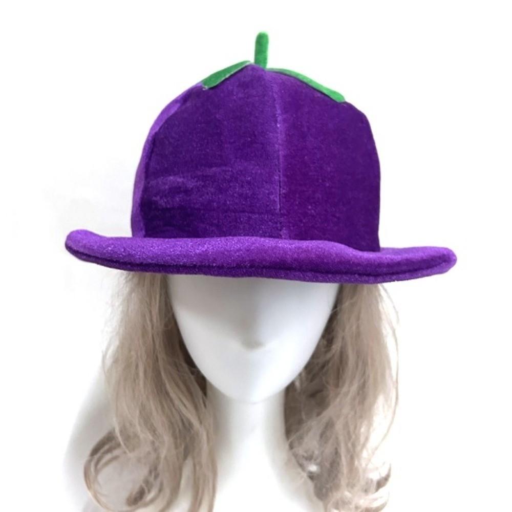 Gift Creative Plush Eggplant Hat Comfortable Soft Vegetable Headwear Lightweight Cute Halloween Cap Children
