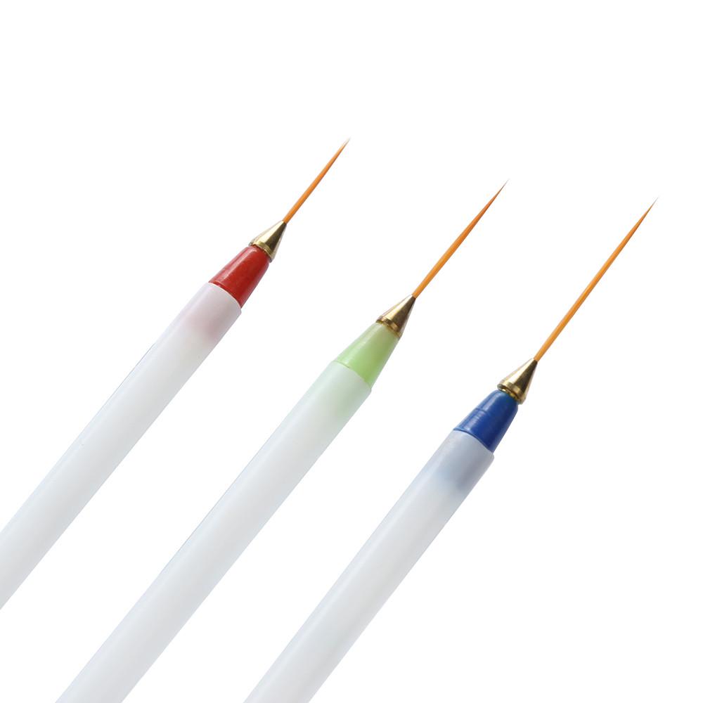 (Nikita) 3 STK Nail Art Design Sett Prikking Maling Tegning Pensel Pen Verktøy