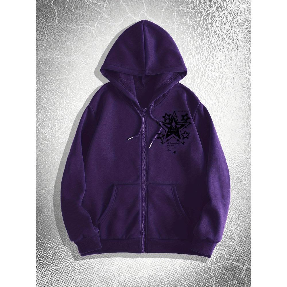 Men'S Casual Cardigan Sweatshirt with Gothic Pentagram Print for Autumn And Winter